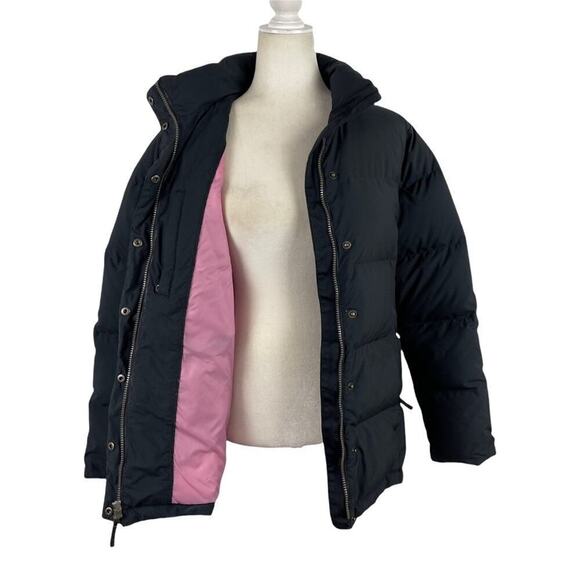 LL Bean Black and Pink Puffer Feather Down Puffer Full Zip Ski Winter Jacket M - Picture 2 of 15
